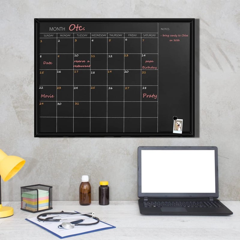 TORASO Calendar Chalkboard, 17.7 x 23.6 inches, Magnetic Surface Black Frame Chalk Board for Planning,School Timetable Memo, Hanging Board for Office, School and Home(YLHB-BK-4560) - Image 5